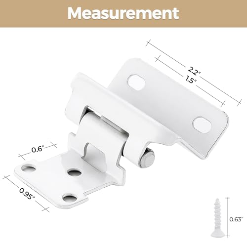 30 Pack 15 Pair White Cabinet Hinges, 1/2" Semi Wrap Kitchen Hinges - color: White, size: 1/2" Semi Wrap