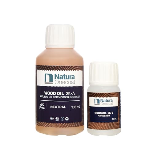 Wood Stain Oil - 75 ft² - 140 ml, Neutral – Natural Wood Finish for Interior Furniture & Floor - Linseed Wood Oil - Fast-Drying - Environmentally Friendly-Extra Durable Hard Wax Oil - color: Neutral, size: 140 mL