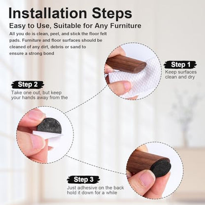 Felt Furniture Pads 114 PCS, 7 Sizes, Felt Pads for Chair Legs, Suitable for Round and Square Chair Legs, to Prevent Scratches, Reduce Noise and Protect The Floor (Black)