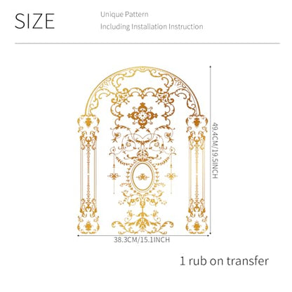 Gold Foil Rub on Transfer for Furniture DTF Transfers for Wood Drawer Decor, Golden Rococo Arch - style: Golden Rococo Arch