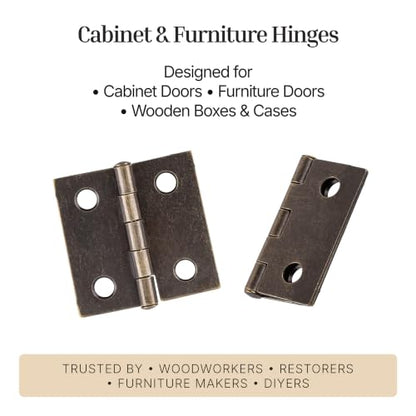 Antique Brass Butt Hinges - 1-1/2" x 1-1/2" - Pack of 2 - Cabinet Door and Box Hinges - BH6-SAB (1) - color: Antique Brass
