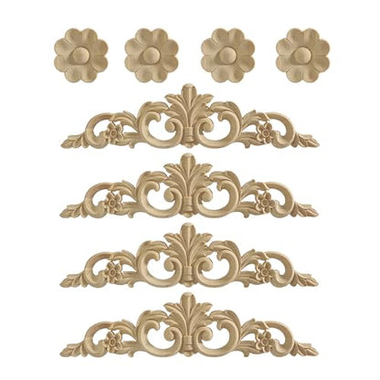 Nsrisml Wooden Decals Trim Rosette Inlays, Wood Appliques Onlays for Wall Cabinet Dresser Staircase DIY Projects(8Pcs, 11.81") - color: 8-pack, size: 30x7cm/11.81"x2.76"
