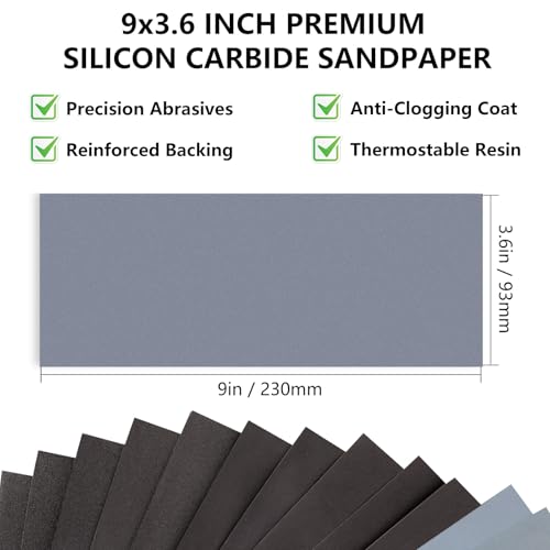 Sandpaper 2500 Grit, Wet Dry Sand Paper 9 x 3.6 Inch - size: 9 x 3-2/3 Inch, style: 2500Grit