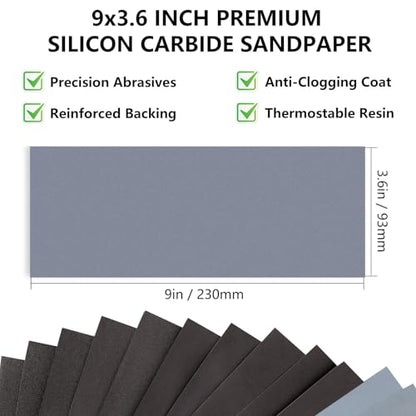 Sandpaper 2500 Grit, Wet Dry Sand Paper 9 x 3.6 Inch - size: 9 x 3-2/3 Inch, style: 2500Grit
