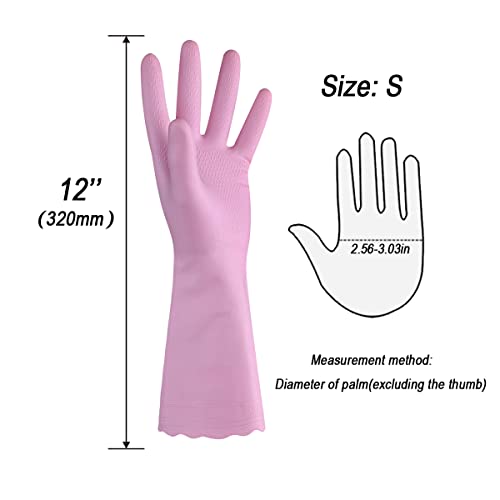 HSL Latex-Free Cleaning Gloves, Cotton Flocked Liner, 2 Pairs, Small - color: Blue+pink, size: Small (Pack of 2)
