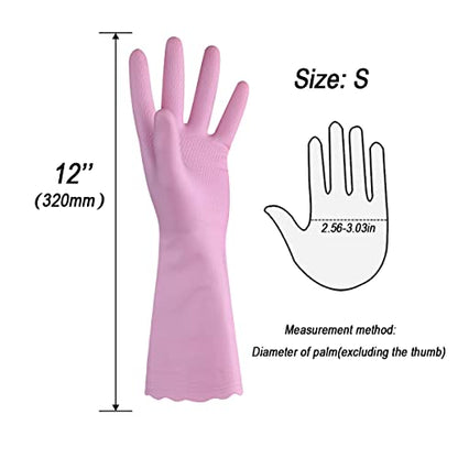 HSL Latex-Free Cleaning Gloves, Cotton Flocked Liner, 2 Pairs, Small - color: Blue+pink, size: Small (Pack of 2)