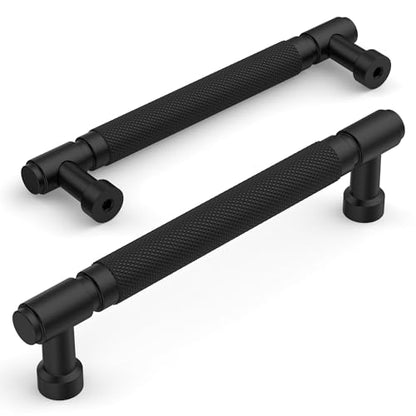 Amerdeco 10 Pack Matte Black knurled Cabinet Pulls 6.3" - color: Matte Black, size: 6.3" hole center
