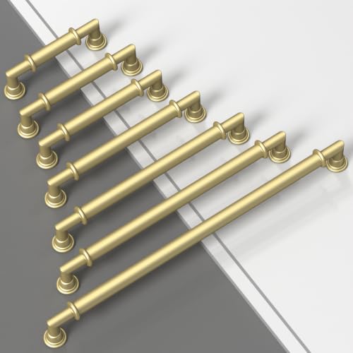 10 Pack Brushed Gold Cabinet Pulls 4 Inch(102mm) Kitchen Cupboard Handles Solid Heavy Duty Zinc Alloy Drawer Pulls - color: Brushed Gold, size: 4" Hole Center
