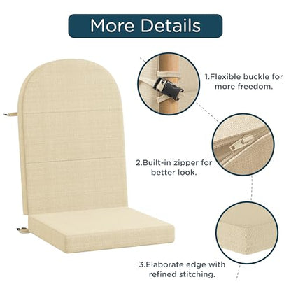 Codi Large Rocking Chair Cushion for Adirondack Chairs, Beige, 1 Pack - color: Beige, size: 20"x20"/20"x28" - Jumbo 1PK