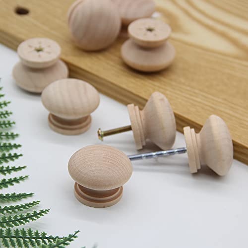 Wood Drawer Knobs, 1 Inch, Mushroom Shape, 8PCS - color: Unfinished, size: 1"/(8pcs)