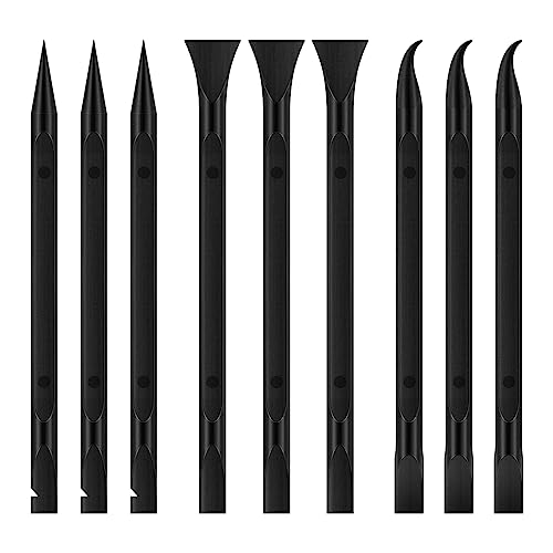 9 Pieces Plastic Scraper Tool for Tight Spaces, Non-Scratch Kitchen Scraper Cleaning Pen, Perfect for Remove Stickers, Labels, Oil Stains, Food, Dirt (Black)