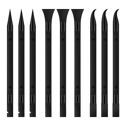 9 Pieces Plastic Scraper Tool for Tight Spaces, Non-Scratch Kitchen Scraper Cleaning Pen, Perfect for Remove Stickers, Labels, Oil Stains, Food, Dirt (Black)