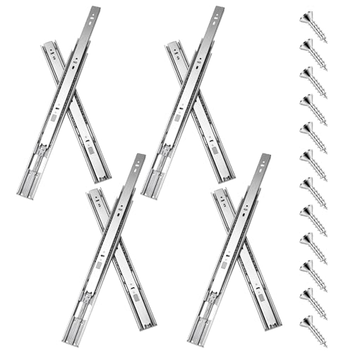16 inch Drawer Slides 4 Pairs (8pcs) Soft Self Close Full Extension Ball Bearing Drawer Rails Side Mount Metal Dresser Runners for File Cabinet Trash Can Kitchen Wardrobe Glides 16" 100 LB Capacity - size: ‎16inch-400mm