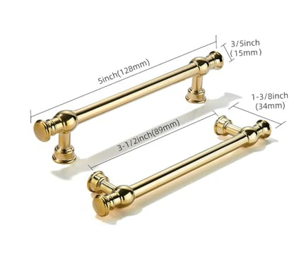 khtumeware Handmade 100% Solid Real Brass Unlacquered Brass Cabinet Pulls - size: 3-1/2 Inch Hole Center