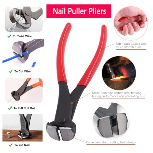 4Pcs Upholstery Staple Remover Nail Puller Nail Remover Tool Set with End Cutting Pliers Tack Puller Staple Puller Tool for Carpet Furniture Wooden Photo Frame Floor,Zipper Package - color: B+k