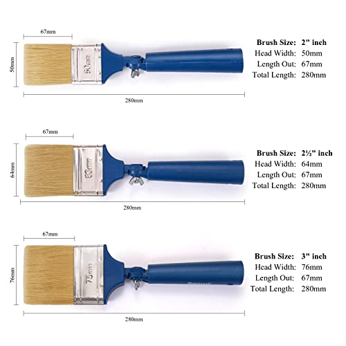 Genixart Extendable Paint Brushes, Wood Stain Brush Set for Fence, 3 Pack