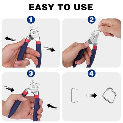 WORKPRO Bent Hog Ring Pliers with 500 Pcs 3/4" Hog Rings - style: Bent Hog Ring Pliers Set