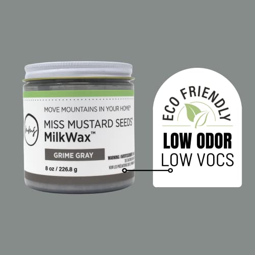 Miss Mustard Seed's MilkWax Grime Wood Wax for Furniture & Cabinets, 8 oz. - color: Grime Gray, size: 8 Ounce (Pack of 1)