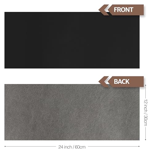 Shkira 12''X24'' Faux Leather Fabric Sheet for Crafts - Black 1.6-1.8 MM Thick - Thick Durable Synthetic Upholstery Fake Leather Vinyl Sheet for Arts and Crafts