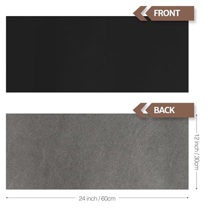 Shkira 12''X24'' Faux Leather Fabric Sheet for Crafts - Black 1.6-1.8 MM Thick - Thick Durable Synthetic Upholstery Fake Leather Vinyl Sheet for Arts and Crafts