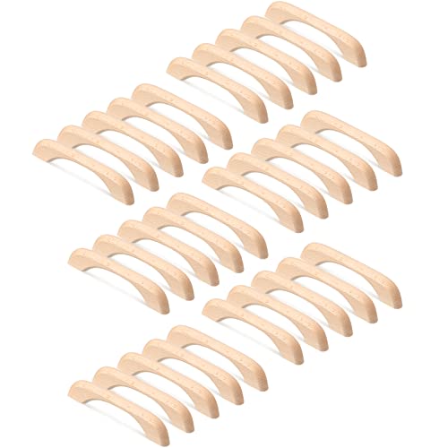 Chunful 30 Pcs Wood Drawer Pulls Wood Cabinet Pulls Handles Unfinished Knobs Handles Replacement with Screws for Drawers Dresser Wardrobe, Length: 5 Inch, Hole-to-Hole Distance: 3.82 Inch(97mm)