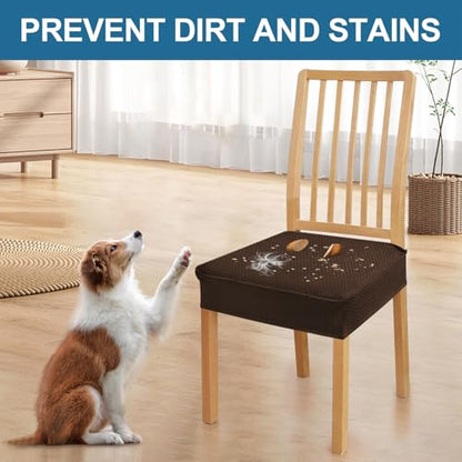 Smiry Waterproof Seat Covers for Dining Room Chairs, Set of 2 - color: Brown, size: Set of 2