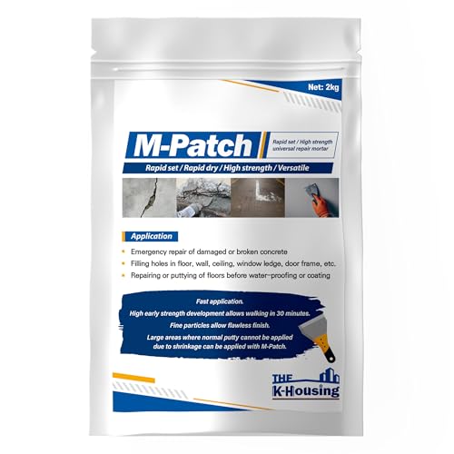 M-Patch – Fast-Setting Concrete Repair Mortar, High-Strength & Quick-Dry, 1 Pack (4.4 lbs), Walkable in 30 Min, Floors, Walls, Ceilings