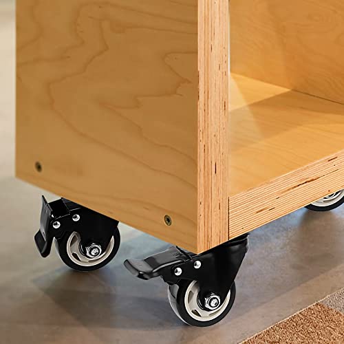Set of 8 Swivel Caster Wheels, 3 Inch Heavy Duty Plate Caster Wheels, 4 Locking, 4 Fixed Double Ball Bearing Replacement Casters for Furniture, Carts, 200 Lbs Each Wheel, Black