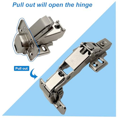 180 Degree Frameless Cabinet Doors Hinges, Concealed Hydraulic Adjustable Mounting, Soft Closing Nickel-Plated Steel Buffer Dampers, 180 Degree Hinge /2Pcs (Full Overlay) - color: silver-180°