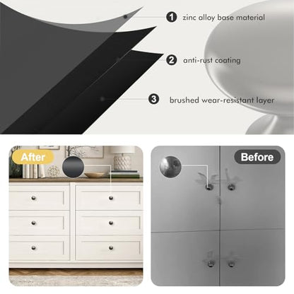 POZEAN Cabinet Knobs Brushed Nickel 10 Pack Cabinet Handles Drawer Knobs Solid Knobs Black with Screws for Dresser Drawer Cabinet Cupboard - Modern Kitchen, Bedroom and Bathroom Hardware,Black - color: Black, size: 10 Pack