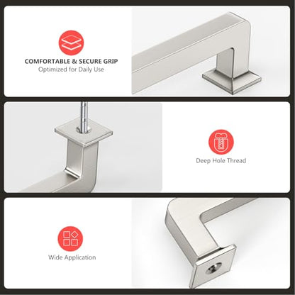 homdiy 20 Pack 5 Inch Brushed Nickel Cabinet Pulls, Solid Zinc Alloy - color: Brushed Nickel, size: 5-1/16" Hole Center