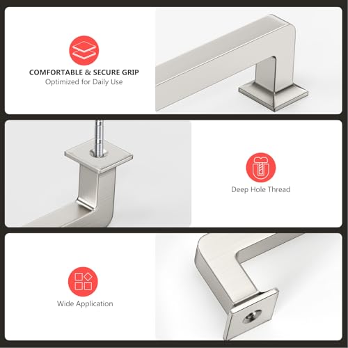 homdiy 20 Pack 6-1/4 Inch Brushed Nickel Cabinet Pulls, Solid Zinc Alloy - color: Brushed Nickel, size: 6-1/4" Hole Center