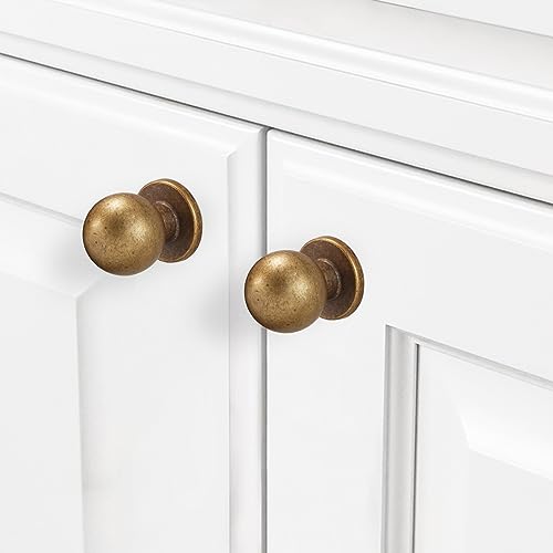 10 Pack Antique Brass Kitchen Cabinet Knobs - color: Antique Brass, size: Standard