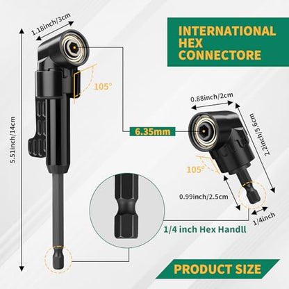 GRENPRO 19-Piece Flexible Drill Bit Extension Kit, 2 Right Angle Adapters - size: 19PCS
