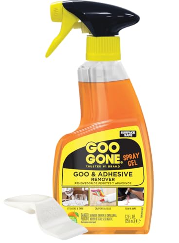 Goo Gone Adhesive Remover Spray Gel 12 Oz with Scraper, Surface Safe - size: 12 Fl Oz (Pack of 1)