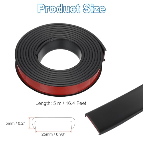 PATIKIL TPE U-Shape Edge Banding, 1 Inch x 16.4ft Self Adhesive Flexible Veneer Edging Trim Furniture Edge Protector for Shelf Cabinet Table Repair Restoration, Black - size: 16.4Ft x 0.98"