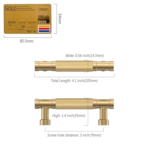 Champagne Bronze Knurled Cabinet Handles Kitchen Pulls 3 Inch 10 Pack - color: Champagne Bronze, size: 3" Hole Center