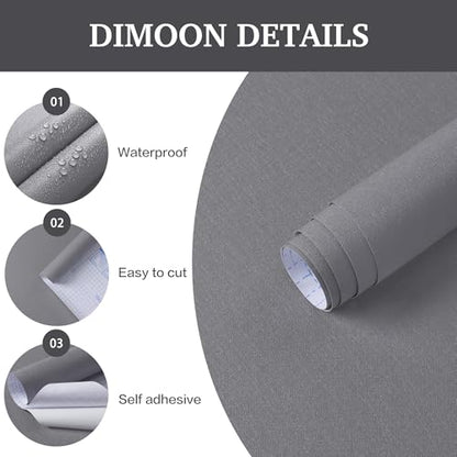 Dimoon 17.7''x118'' Peel and Stick Wallpaper Grey Contact Paper for New Environmentally Friendly Materials Thickening Upgrade Embossed Renter Friendly Gray Wall Paper Modern Vinyl Countertop Bedroom - color: Light Gray, size: 17.7" x 118"