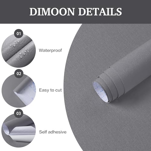 Dimoon 17.7''x236'' Peel and Stick Wallpaper Grey Contact Paper for New Environmentally Friendly Materials Thickening Upgrade Embossed Renter Friendly Gray Wall Paper Modern Vinyl Countertop Bedroom - color: Light Gray, size: 17.7" x 236"