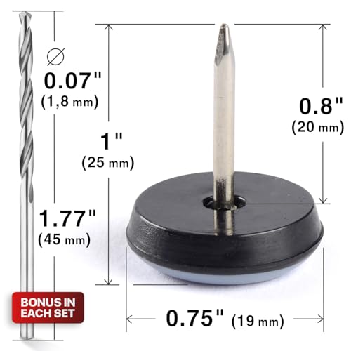 Chair Glides X-PROTECTOR – 0.75" Furniture Glides 40 PCS - size: 0.75" 40 PCS Grey