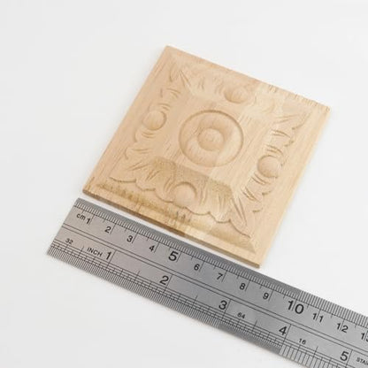 Antrader 4Pcs Square Unfinished Wood Carved Applique,Vintage Onlay Ornament - style: Style 10