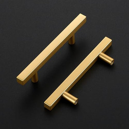 Ravinte Champagne Gold Handles Square Cabinet Hardware 3 Inch 10 Pack - size: 3" Hole Center