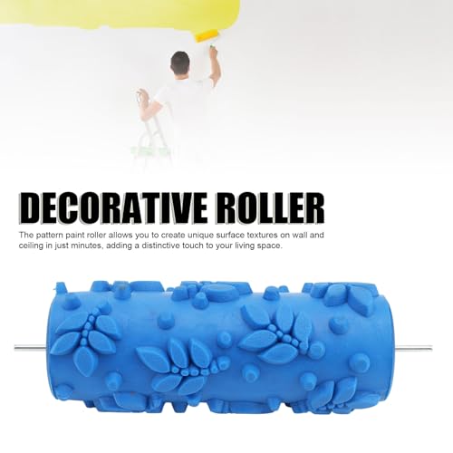 HEEPDD Drywall Texture Paint Roller, Reusable Decorative Embossing Tool for Wall Furniture Rubber Blue 15cm 1 Pack - size: 110Y
