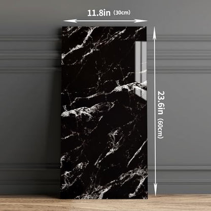Haimin 3D Wall Panels Peel and Stick Marble Tile Look 10 Pack Waterproof - color: Black-JGH