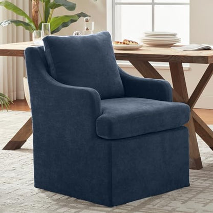 VKNOW Upholstered Dining Chairs, Dining Room Chairs with Casters - color: Blue, size: 1