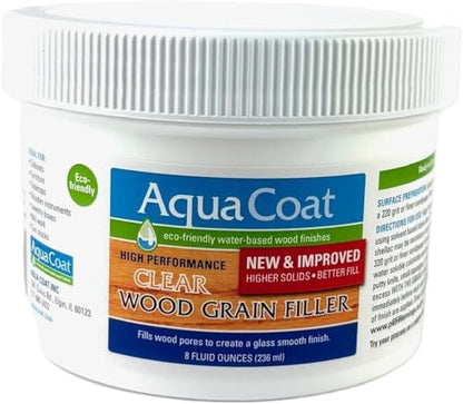 Aqua Coat Water Based High Performance Clear Wood Grain Filler Gel, Great for Home Improvement and DIY Woodworking Professionals, Low Odor, Fast Drying and Stainable (8 oz) - size: 8 oz
