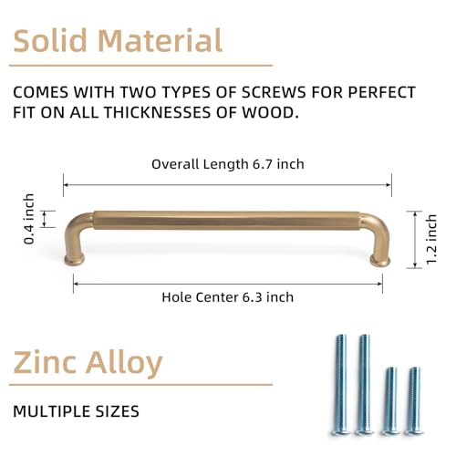 Goo-Ki 6 Pack 6-1/4 Inch （160mm） Hole Center Cabinet Pulls Champagne Bronze Zinc Alloy Kitchen Drawer Pulls Drawer Handles 6.7 Inch Length 2201-UBR-160 - color: Champagne Bronze, size: 6-1/4 inch Hole Centers