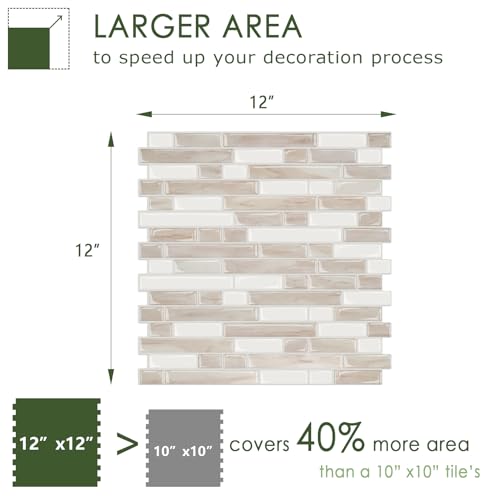 STICKGOO Thicker Peel and Stick Backsplash Tile for Kitchen and Bathroom - color: Eurasian Mocha Stone