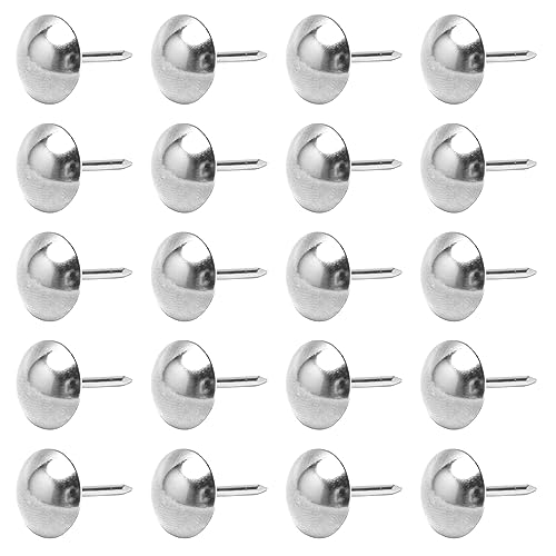 Aicosineg 100Pcs 0.67in Height Upholstery Nail Tacks 0.43in Dia Head Modern Metal Round Thumb Push Pins for Furniture Decoration Sofa Chair Hardware Cork Board Headboards Silver Tone - color: 11*17*3.6mm 100pcs