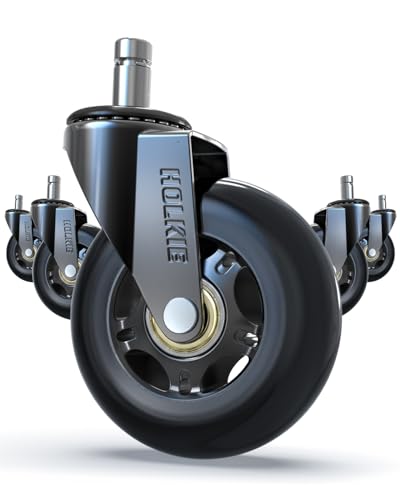 HOLKIE Office Chair Wheels Universal Fit Roller Blade Casters Black - color: Black